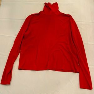 Eileen Fisher 100% Silk Long-sleeve Turtle Neck- Burnt Orange, sz L